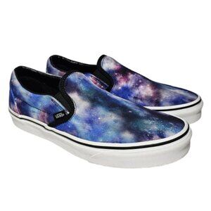 Vans Classic Slip On Galaxy Men 6.5 Women 8 Blue Canvas Skate Sneaker Shoes